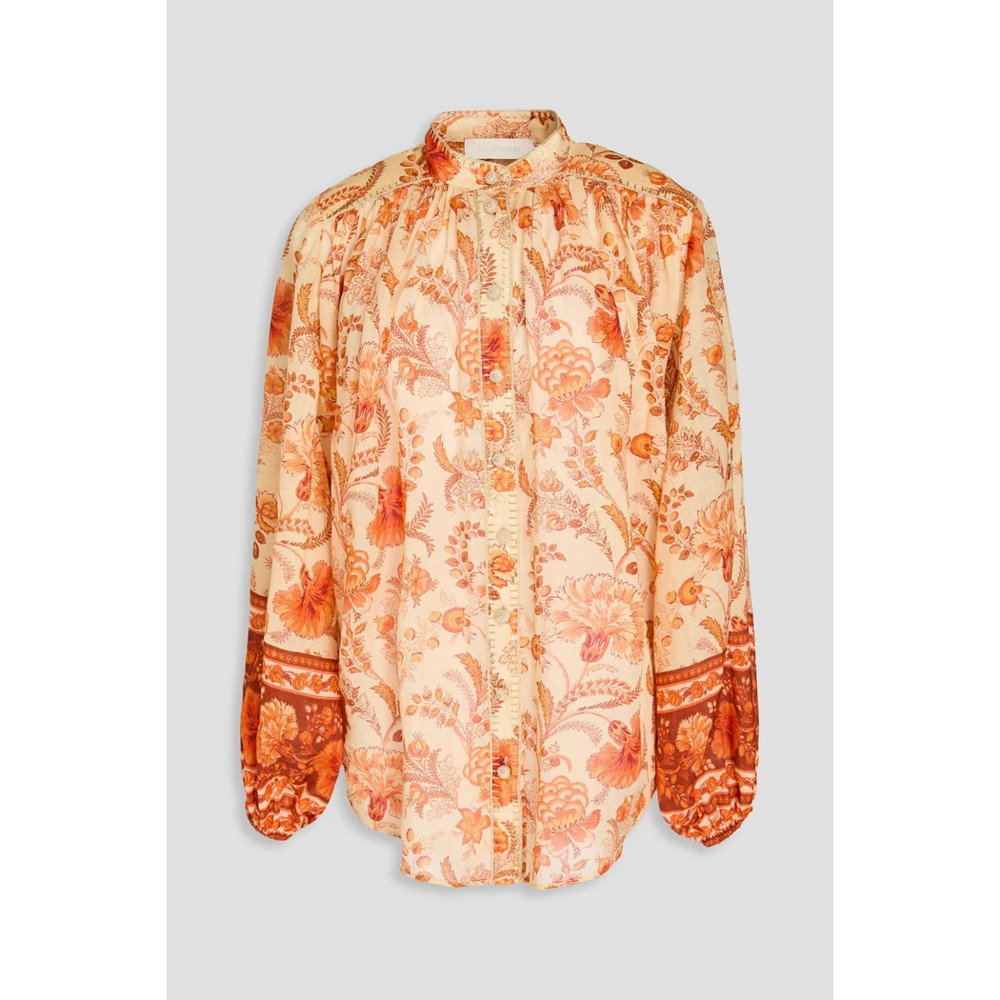 Zimmermann Floral-print ramie blouse NWOT AU 1 in Orange